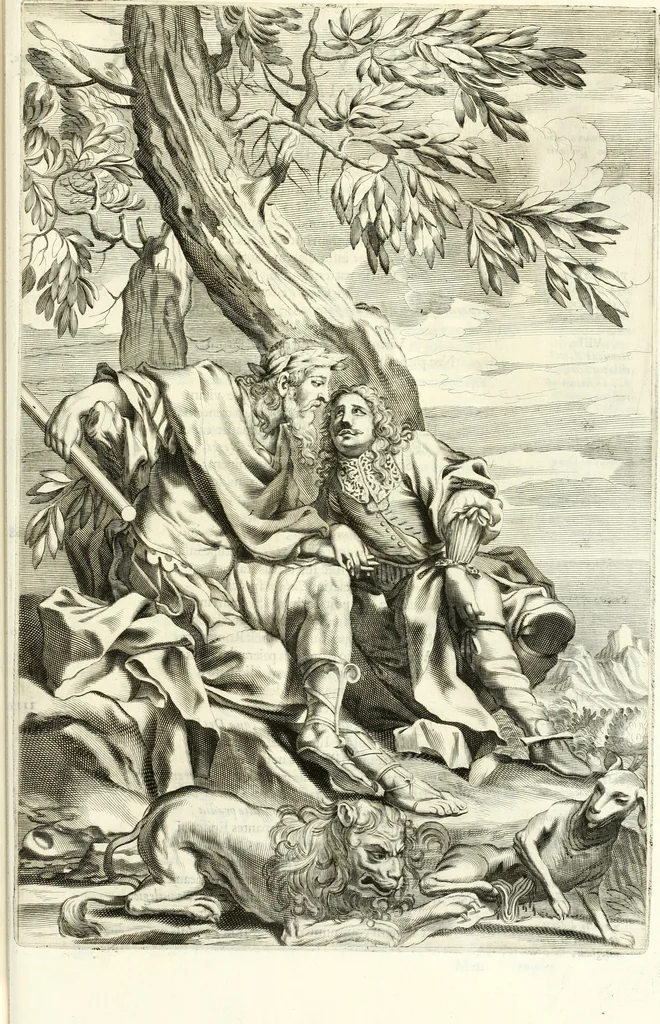 An illustration from Aquila franca sub qua Francones imperatores a Conrado II Salico vsquè ad Lotharium II Occidentis imperatorem XX : elogiis, hieroglyphicis, numismatibus, insignibus, symbolis, imaginibus antiquis ad viuum exhibentur exculpti, & longa historiarum serie exarati : vt nihil relictum sit, quod prisci vel hodierni habeant annales, sed diplomata, leges, indulta, genealogiae, donationes, priuilegia offeruntur congesta : inseruntur et regum principumque imagines, nummi honorarij, castrenses, triumphales, votiui, missiles, &c. qui sanguine, foedere, bello imperatoribus iuncti, occurrunt in opere : accedit cuique Caesarum tractatus sacrolegalis, & historicopoliticus ..., 1679, leaf 276