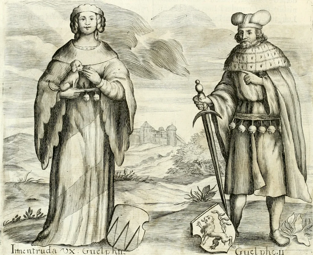 An illustration from Aquila franca sub qua Francones imperatores a Conrado II Salico vsquè ad Lotharium II Occidentis imperatorem XX : elogiis, hieroglyphicis, numismatibus, insignibus, symbolis, imaginibus antiquis ad viuum exhibentur exculpti, & longa historiarum serie exarati : vt nihil relictum sit, quod prisci vel hodierni habeant annales, sed diplomata, leges, indulta, genealogiae, donationes, priuilegia offeruntur congesta : inseruntur et regum principumque imagines, nummi honorarij, castrenses, triumphales, votiui, missiles, &c. qui sanguine, foedere, bello imperatoribus iuncti, occurrunt in opere : accedit cuique Caesarum tractatus sacrolegalis, & historicopoliticus ..., 1679, leaf 29