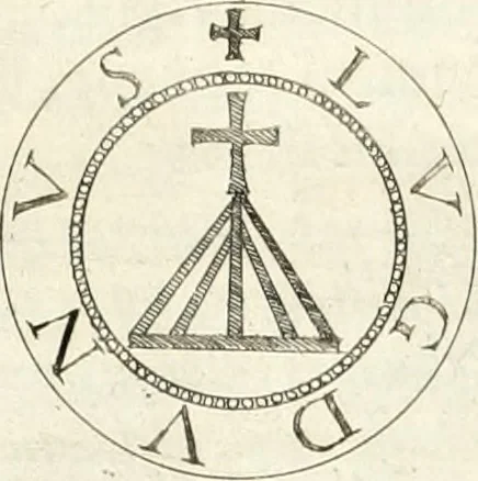 An illustration from Aquila franca sub qua Francones imperatores a Conrado II Salico vsquè ad Lotharium II Occidentis imperatorem XX : elogiis, hieroglyphicis, numismatibus, insignibus, symbolis, imaginibus antiquis ad viuum exhibentur exculpti, & longa historiarum serie exarati : vt nihil relictum sit, quod prisci vel hodierni habeant annales, sed diplomata, leges, indulta, genealogiae, donationes, priuilegia offeruntur congesta : inseruntur et regum principumque imagines, nummi honorarij, castrenses, triumphales, votiui, missiles, &c. qui sanguine, foedere, bello imperatoribus iuncti, occurrunt in opere : accedit cuique Caesarum tractatus sacrolegalis, & historicopoliticus ..., 1679, leaf 47