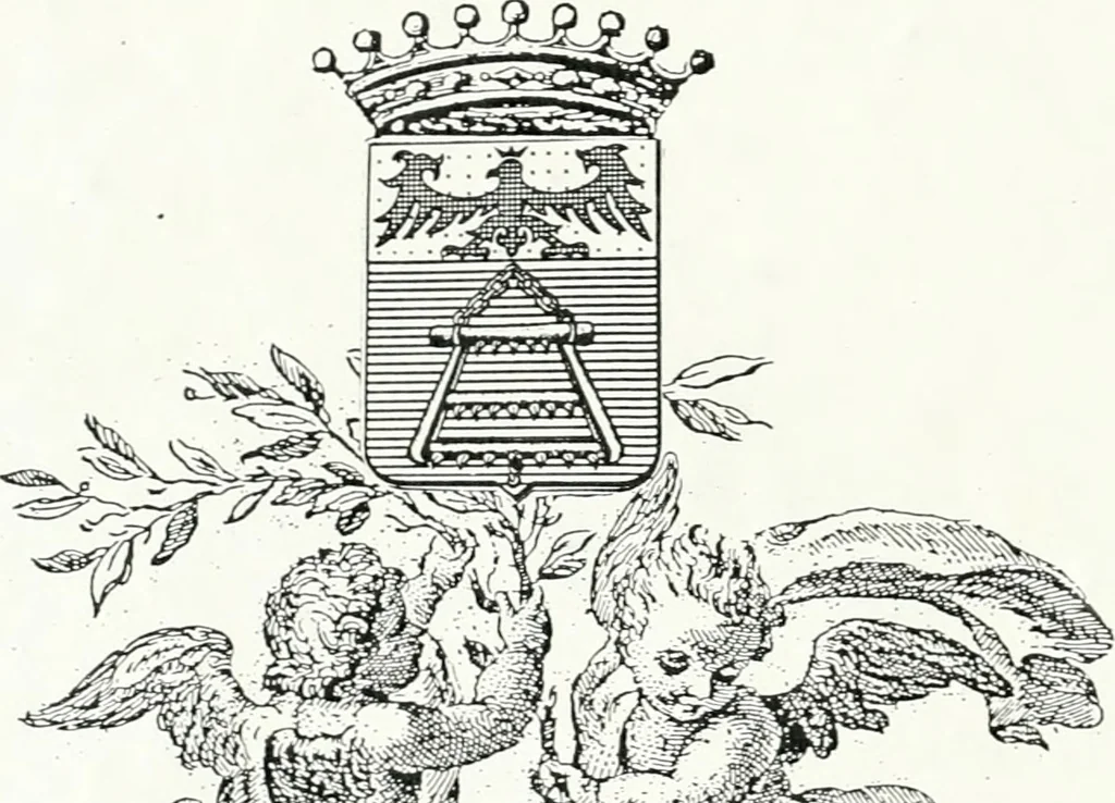 An illustration from Aquila Romana, ouero, Monarchia occidentale da Carlo Magno d'Occidente imperador primo : sino alla coronatione del glorioso Leopoldo Primo : tutti con le loro effigie dal naturale, aggiontiui li geroglifici ed allegorie, inuentione dell' autore, 1679, leaf 1