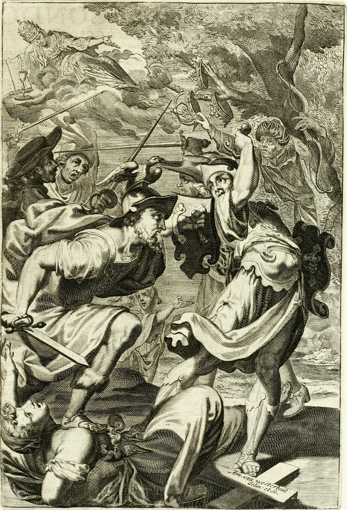An illustration from Aquila Romana, ouero, Monarchia occidentale da Carlo Magno d'Occidente imperador primo : sino alla coronatione del glorioso Leopoldo Primo : tutti con le loro effigie dal naturale, aggiontiui li geroglifici ed allegorie, inuentione dell' autore, 1679, leaf 108