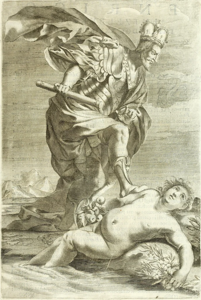 An illustration from Aquila Romana, ouero, Monarchia occidentale da Carlo Magno d'Occidente imperador primo : sino alla coronatione del glorioso Leopoldo Primo : tutti con le loro effigie dal naturale, aggiontiui li geroglifici ed allegorie, inuentione dell' autore, 1679, leaf 126