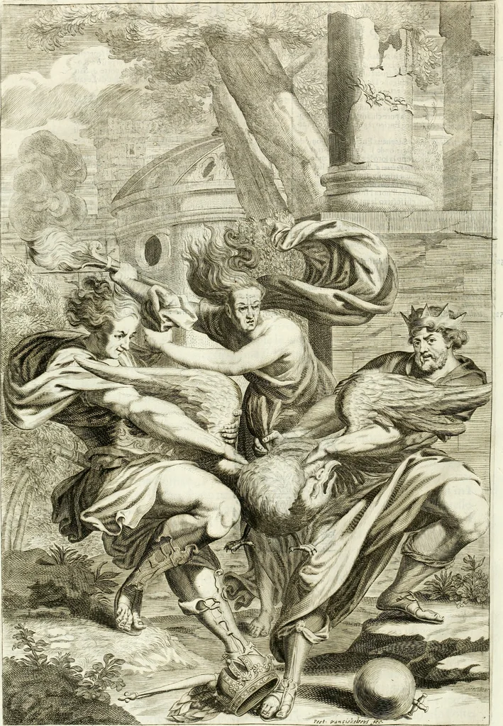 An illustration from Aquila Romana, ouero, Monarchia occidentale da Carlo Magno d'Occidente imperador primo : sino alla coronatione del glorioso Leopoldo Primo : tutti con le loro effigie dal naturale, aggiontiui li geroglifici ed allegorie, inuentione dell' autore, 1679, leaf 129