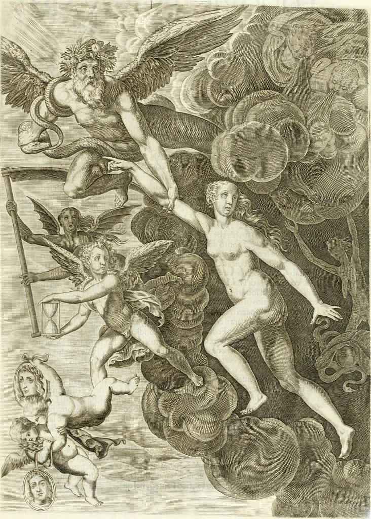 An illustration from Aquila Romana, ouero, Monarchia occidentale da Carlo Magno d'Occidente imperador primo : sino alla coronatione del glorioso Leopoldo Primo : tutti con le loro effigie dal naturale, aggiontiui li geroglifici ed allegorie, inuentione dell' autore, 1679, leaf 132