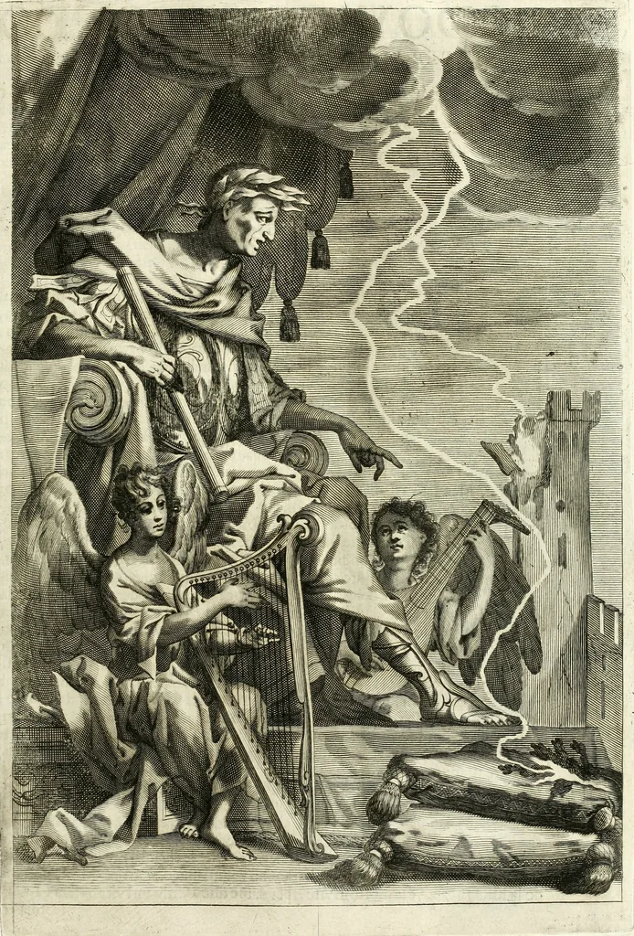 An illustration from Aquila Romana, ouero, Monarchia occidentale da Carlo Magno d'Occidente imperador primo : sino alla coronatione del glorioso Leopoldo Primo : tutti con le loro effigie dal naturale, aggiontiui li geroglifici ed allegorie, inuentione dell' autore, 1679, leaf 26