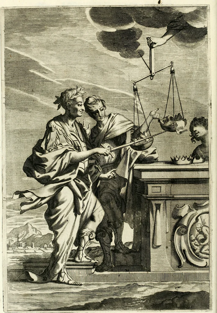 An illustration from Aquila Romana, ouero, Monarchia occidentale da Carlo Magno d'Occidente imperador primo : sino alla coronatione del glorioso Leopoldo Primo : tutti con le loro effigie dal naturale, aggiontiui li geroglifici ed allegorie, inuentione dell' autore, 1679, leaf 31