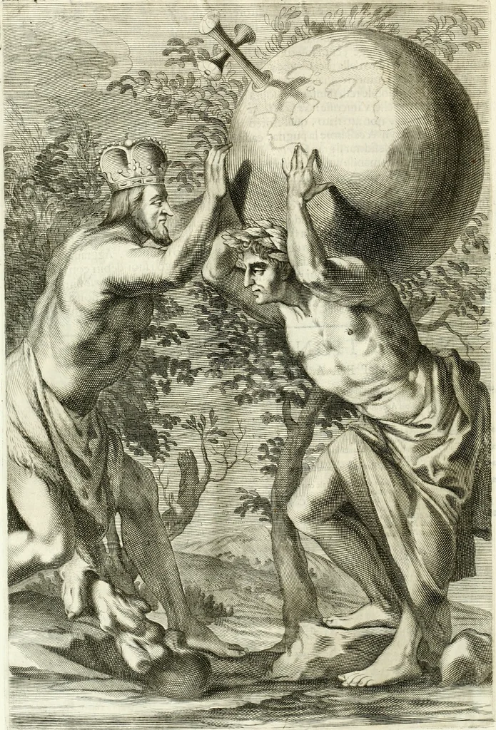 An illustration from Aquila Romana, ouero, Monarchia occidentale da Carlo Magno d'Occidente imperador primo : sino alla coronatione del glorioso Leopoldo Primo : tutti con le loro effigie dal naturale, aggiontiui li geroglifici ed allegorie, inuentione dell' autore, 1679, leaf 51