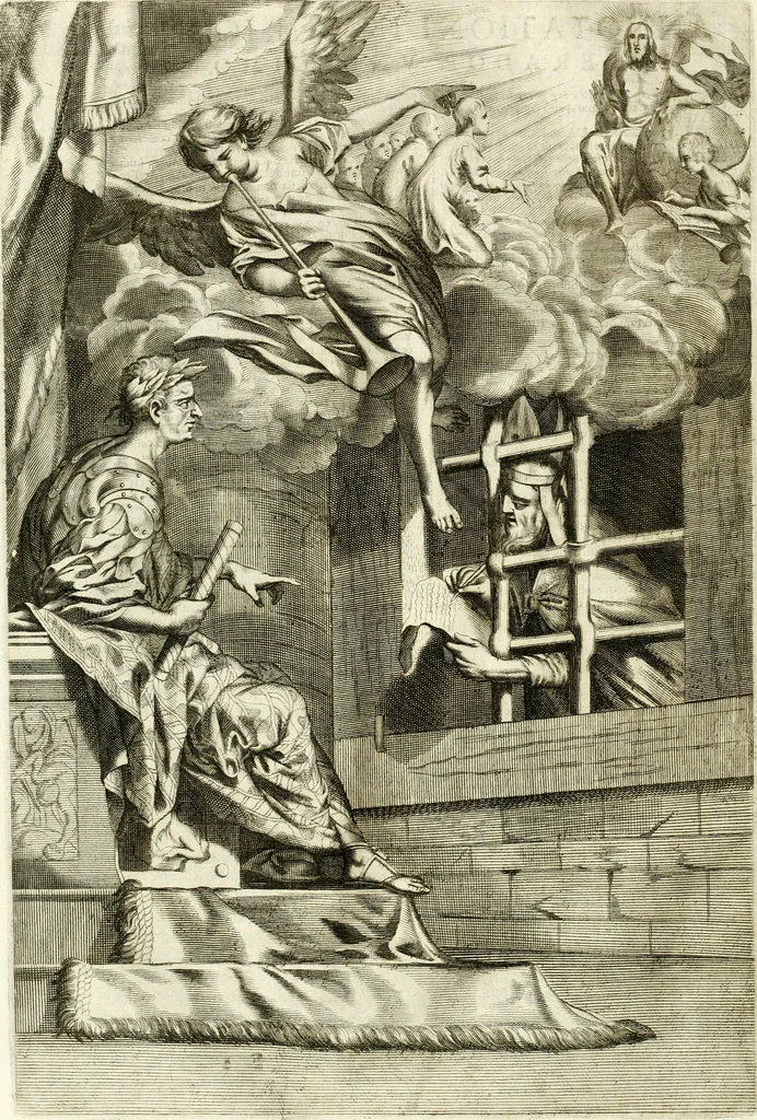 An illustration from Aquila Romana, ouero, Monarchia occidentale da Carlo Magno d'Occidente imperador primo : sino alla coronatione del glorioso Leopoldo Primo : tutti con le loro effigie dal naturale, aggiontiui li geroglifici ed allegorie, inuentione dell' autore, 1679, leaf 55