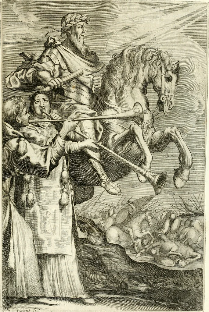 An illustration from Aquila Romana, ouero, Monarchia occidentale da Carlo Magno d'Occidente imperador primo : sino alla coronatione del glorioso Leopoldo Primo : tutti con le loro effigie dal naturale, aggiontiui li geroglifici ed allegorie, inuentione dell' autore, 1679, leaf 68