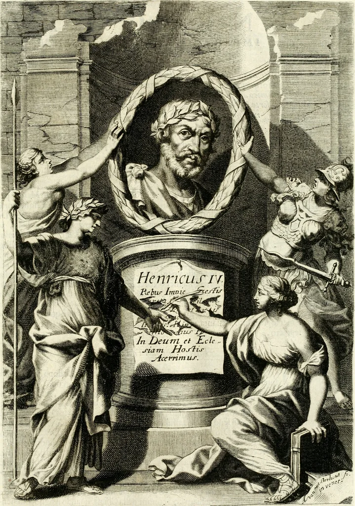 An illustration from Aquila Romana, ouero, Monarchia occidentale da Carlo Magno d'Occidente imperador primo : sino alla coronatione del glorioso Leopoldo Primo : tutti con le loro effigie dal naturale, aggiontiui li geroglifici ed allegorie, inuentione dell' autore, 1679, leaf 80