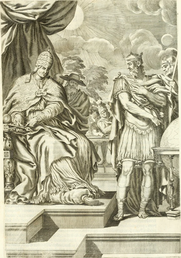 An illustration from Aquila Romana, ouero, Monarchia occidentale da Carlo Magno d'Occidente imperador primo : sino alla coronatione del glorioso Leopoldo Primo : tutti con le loro effigie dal naturale, aggiontiui li geroglifici ed allegorie, inuentione dell' autore, 1679, leaf 94