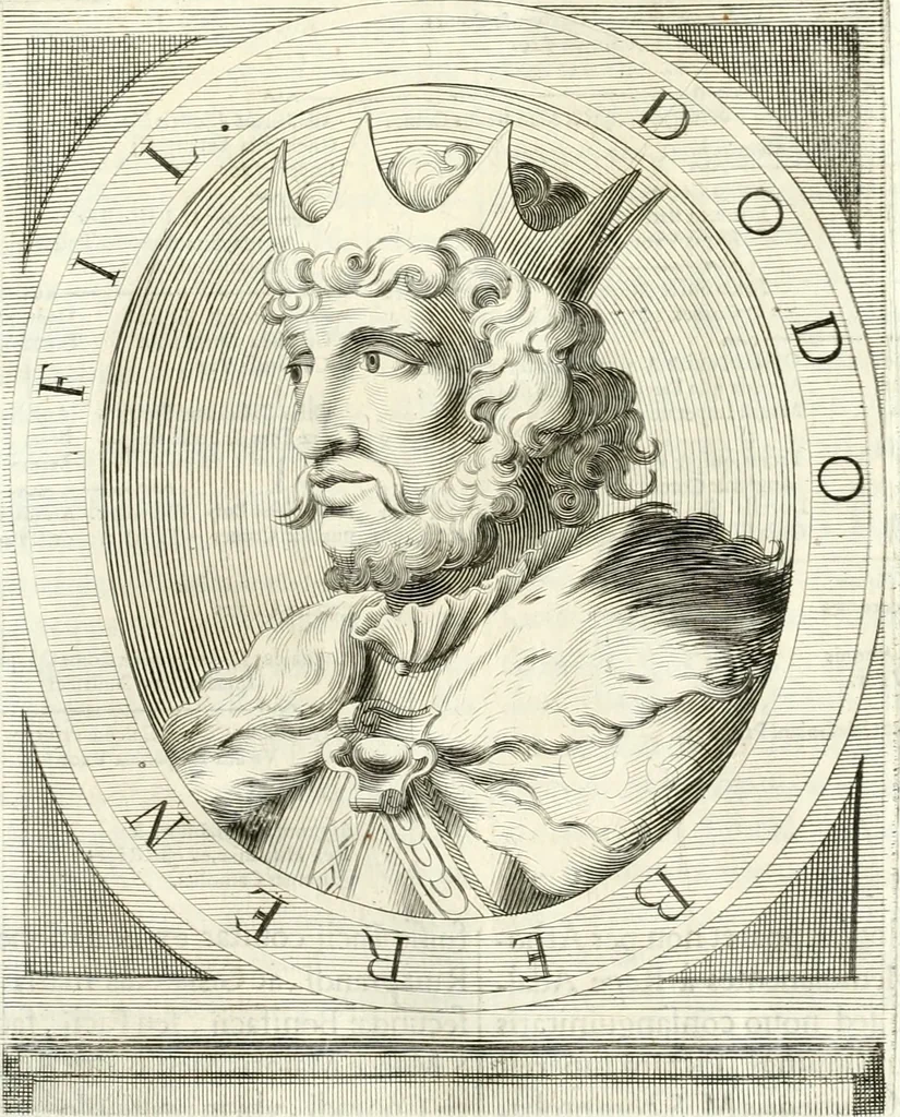 An illustration from Aquila Saxonica : sub qua imperatores Saxones ab Henrico Aucupe, vsquè ad Henricum Sanctum Occidentis imperatorem XV. elogiis, hieroglyphicis, numismatibus, insignibus, symbolis, imaginibus antiquis ad viuum exhibentur exculpti, & longa historiarum serie exarati : vt nihil relictum sit, quod prisci, vel hodierni habeant annales, sed diplomata, leges, indulta, genealogiae, donationes, priuilegia offeruntur congesta : accedit cuique Caesarum tractatus sacrolegalis & historicopoliticus ..., 1673, leaf 190