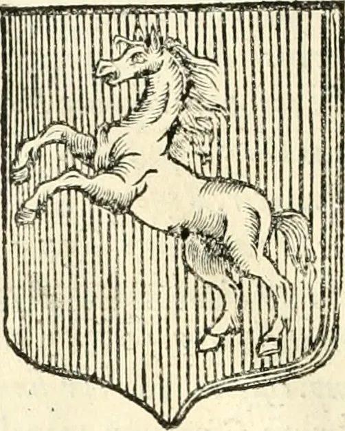 An illustration from Aquila Saxonica : sub qua imperatores Saxones ab Henrico Aucupe, vsquè ad Henricum Sanctum Occidentis imperatorem XV. elogiis, hieroglyphicis, numismatibus, insignibus, symbolis, imaginibus antiquis ad viuum exhibentur exculpti, & longa historiarum serie exarati : vt nihil relictum sit, quod prisci, vel hodierni habeant annales, sed diplomata, leges, indulta, genealogiae, donationes, priuilegia offeruntur congesta : accedit cuique Caesarum tractatus sacrolegalis & historicopoliticus ..., 1673, leaf 23