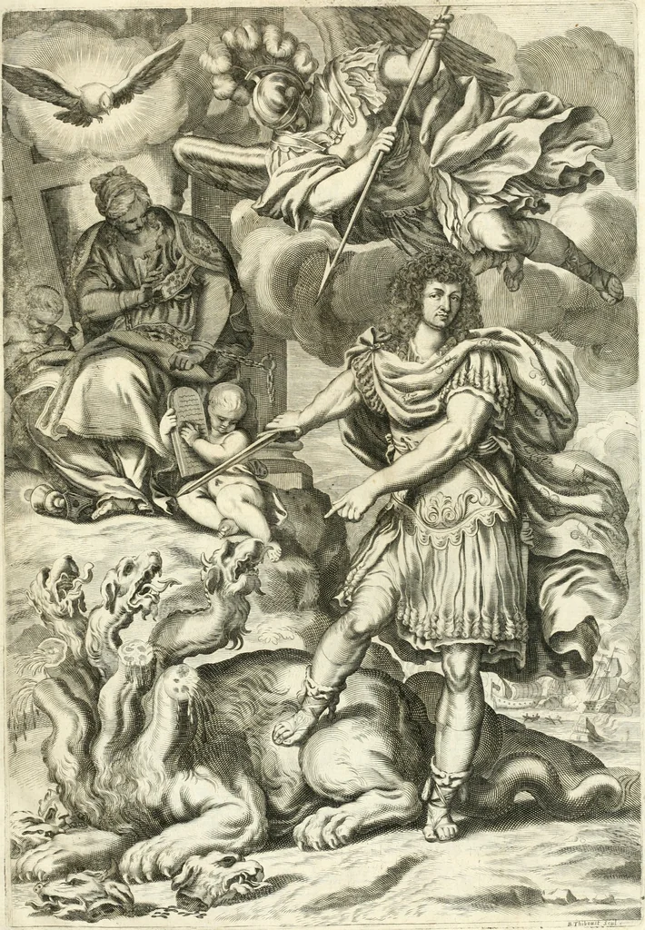 An illustration from Aquila Saxonica : sub qua imperatores Saxones ab Henrico Aucupe, vsquè ad Henricum Sanctum Occidentis imperatorem XV. elogiis, hieroglyphicis, numismatibus, insignibus, symbolis, imaginibus antiquis ad viuum exhibentur exculpti, & longa historiarum serie exarati : vt nihil relictum sit, quod prisci, vel hodierni habeant annales, sed diplomata, leges, indulta, genealogiae, donationes, priuilegia offeruntur congesta : accedit cuique Caesarum tractatus sacrolegalis & historicopoliticus ..., 1673, leaf 4