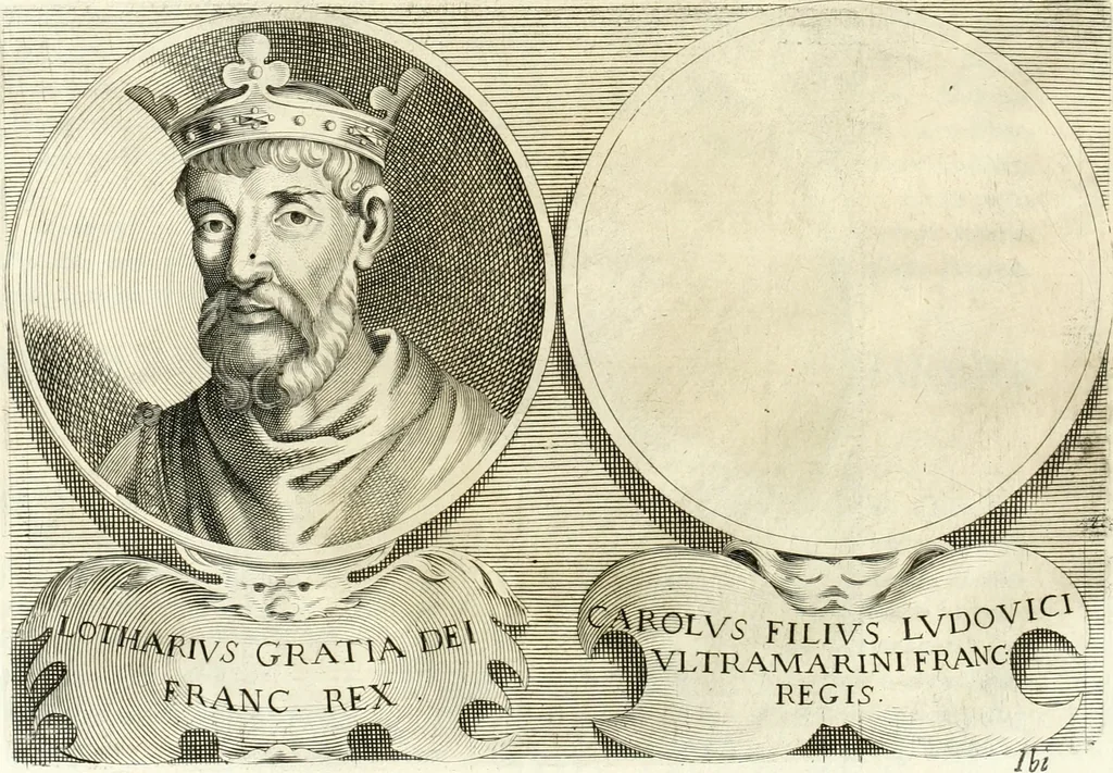 An illustration from Aquila Saxonica : sub qua imperatores Saxones ab Henrico Aucupe, vsquè ad Henricum Sanctum Occidentis imperatorem XV. elogiis, hieroglyphicis, numismatibus, insignibus, symbolis, imaginibus antiquis ad viuum exhibentur exculpti, & longa historiarum serie exarati : vt nihil relictum sit, quod prisci, vel hodierni habeant annales, sed diplomata, leges, indulta, genealogiae, donationes, priuilegia offeruntur congesta : accedit cuique Caesarum tractatus sacrolegalis & historicopoliticus ..., 1673, leaf 83