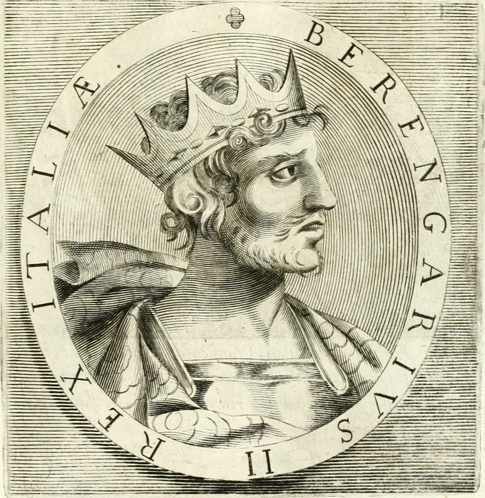 An illustration from Aquila Saxonica : sub qua imperatores Saxones ab Henrico Aucupe, vsquè ad Henricum Sanctum Occidentis imperatorem XV. elogiis, hieroglyphicis, numismatibus, insignibus, symbolis, imaginibus antiquis ad viuum exhibentur exculpti, & longa historiarum serie exarati : vt nihil relictum sit, quod prisci, vel hodierni habeant annales, sed diplomata, leges, indulta, genealogiae, donationes, priuilegia offeruntur congesta : accedit cuique Caesarum tractatus sacrolegalis & historicopoliticus ..., 1673, leaf 94