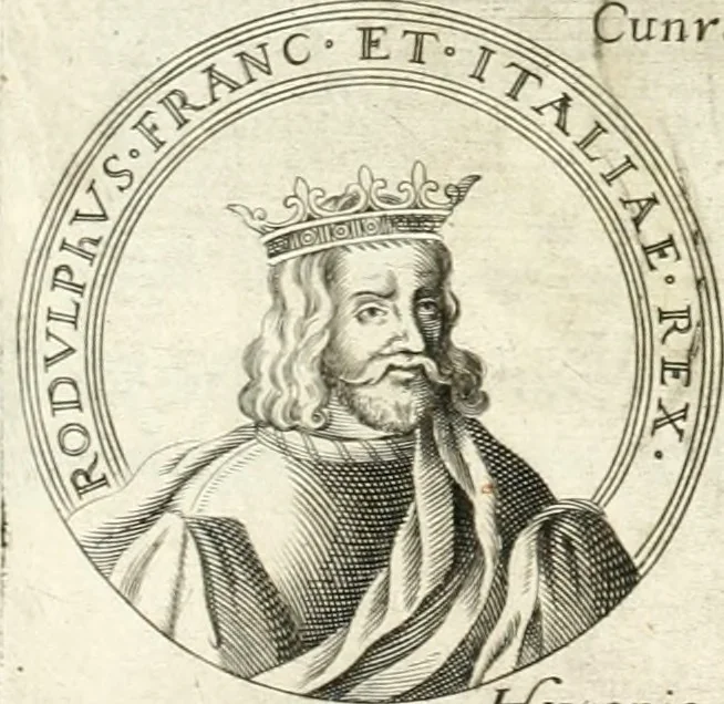 An illustration from Aquila Saxonica : sub qua imperatores Saxones ab Henrico Aucupe, vsquè ad Henricum Sanctum Occidentis imperatorem XV. elogiis, hieroglyphicis, numismatibus, insignibus, symbolis, imaginibus antiquis ad viuum exhibentur exculpti, & longa historiarum serie exarati : vt nihil relictum sit, quod prisci, vel hodierni habeant annales, sed diplomata, leges, indulta, genealogiae, donationes, priuilegia offeruntur congesta : accedit cuique Caesarum tractatus sacrolegalis & historicopoliticus ..., 1673, leaf 94