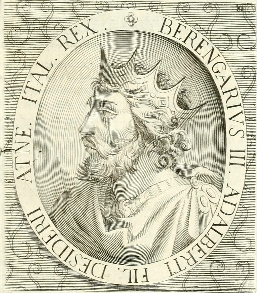 An illustration from Aquila Saxonica : sub qua imperatores Saxones ab Henrico Aucupe, vsquè ad Henricum Sanctum Occidentis imperatorem XV. elogiis, hieroglyphicis, numismatibus, insignibus, symbolis, imaginibus antiquis ad viuum exhibentur exculpti, & longa historiarum serie exarati : vt nihil relictum sit, quod prisci, vel hodierni habeant annales, sed diplomata, leges, indulta, genealogiae, donationes, priuilegia offeruntur congesta : accedit cuique Caesarum tractatus sacrolegalis & historicopoliticus ..., 1673, leaf 96