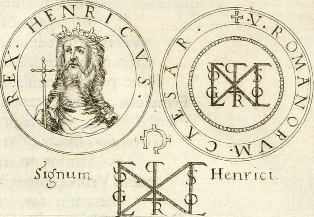 An illustration from Aquila Sueua, sub qua imperatores Sueui a Conrado III vsquè ad Conradum IV Occidentis imperatorem XXVII : elogiis, hieroglyphicis, numismatibus, insignibus, symbolis, imaginibus antiquis ad viuum exhibentur exculpti, & longa historiarum serie exarati : vt nihil relictum sit, quod prisci vel hodierni habeant annales, sed diplomata, leges, indulta, genealogiae, donationes, priuilegia offeruntur congesta : inseruntur et regum principumque imagines, nummi honorarij, castrenses, triumphales, votiui, missiles, &c. qui sanguine, foedere, bello Imperatoribus iuncti, occurrunt in opere : accedit cuique caesarum tractatus sacrolegalis & historicopoliticus ..., 1679, leaf 13