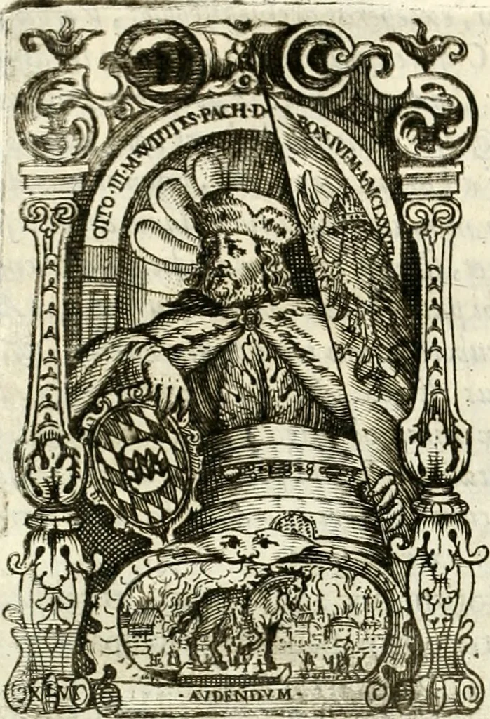 An illustration from Aquila Sueua, sub qua imperatores Sueui a Conrado III vsquè ad Conradum IV Occidentis imperatorem XXVII : elogiis, hieroglyphicis, numismatibus, insignibus, symbolis, imaginibus antiquis ad viuum exhibentur exculpti, & longa historiarum serie exarati : vt nihil relictum sit, quod prisci vel hodierni habeant annales, sed diplomata, leges, indulta, genealogiae, donationes, priuilegia offeruntur congesta : inseruntur et regum principumque imagines, nummi honorarij, castrenses, triumphales, votiui, missiles, &c. qui sanguine, foedere, bello Imperatoribus iuncti, occurrunt in opere : accedit cuique caesarum tractatus sacrolegalis & historicopoliticus ..., 1679, leaf 209