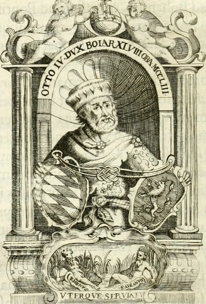 An illustration from Aquila Sueua, sub qua imperatores Sueui a Conrado III vsquè ad Conradum IV Occidentis imperatorem XXVII : elogiis, hieroglyphicis, numismatibus, insignibus, symbolis, imaginibus antiquis ad viuum exhibentur exculpti, & longa historiarum serie exarati : vt nihil relictum sit, quod prisci vel hodierni habeant annales, sed diplomata, leges, indulta, genealogiae, donationes, priuilegia offeruntur congesta : inseruntur et regum principumque imagines, nummi honorarij, castrenses, triumphales, votiui, missiles, &c. qui sanguine, foedere, bello Imperatoribus iuncti, occurrunt in opere : accedit cuique caesarum tractatus sacrolegalis & historicopoliticus ..., 1679, leaf 423
