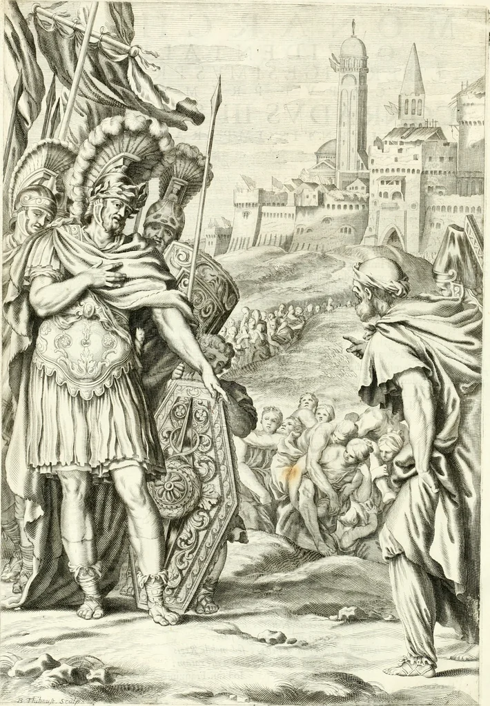An illustration from Aquila Sueua, sub qua imperatores Sueui a Conrado III vsquè ad Conradum IV Occidentis imperatorem XXVII : elogiis, hieroglyphicis, numismatibus, insignibus, symbolis, imaginibus antiquis ad viuum exhibentur exculpti, & longa historiarum serie exarati : vt nihil relictum sit, quod prisci vel hodierni habeant annales, sed diplomata, leges, indulta, genealogiae, donationes, priuilegia offeruntur congesta : inseruntur et regum principumque imagines, nummi honorarij, castrenses, triumphales, votiui, missiles, &c. qui sanguine, foedere, bello Imperatoribus iuncti, occurrunt in opere : accedit cuique caesarum tractatus sacrolegalis & historicopoliticus ..., 1679, leaf 9