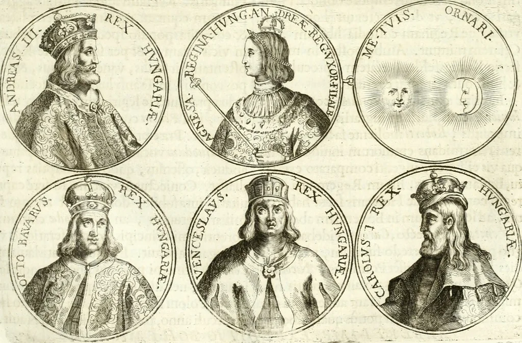 An illustration from Aquila vaga, sub qua ex diuersis nationibus et familijs a VVilhelmo Hollando vsquè ad Sigismundum Lutzelburgium occidentis imperatorem XXXIX. elogijs, hieroglyphicis, numismatibus, insignibus, symbolis, imaginibus antiquis ad viuum exhibentur exculpti, & longa historiarum serie exarati ..., 1679, leaf 92