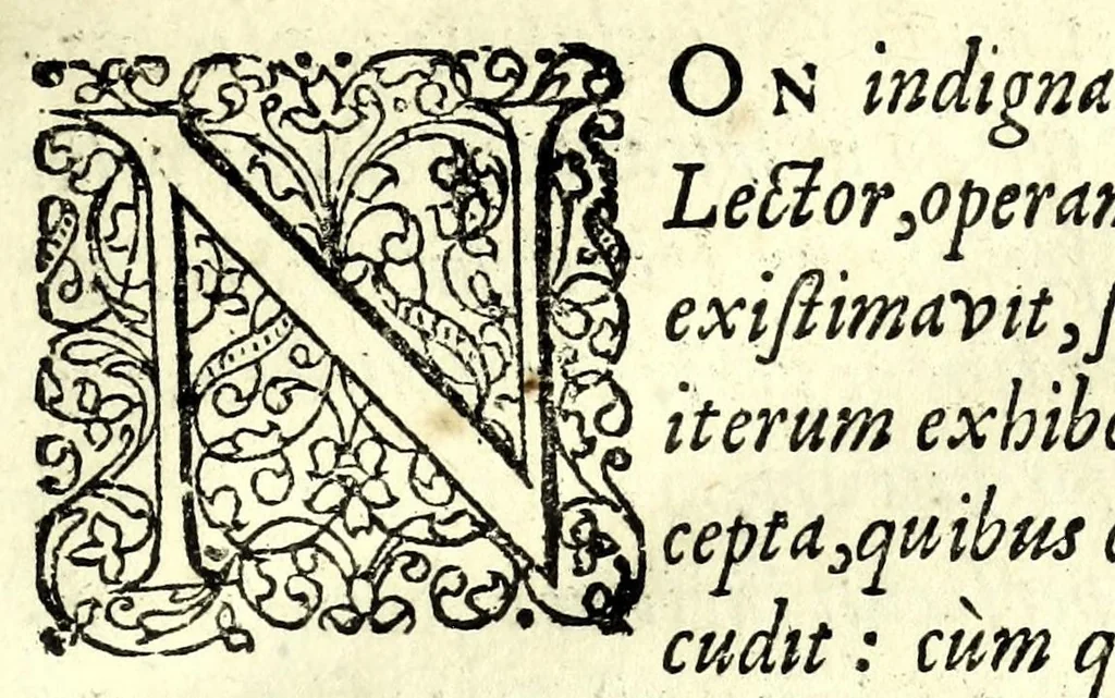 An illustration from Arabicae linguae tyrocinium, Id est, Thomae Erpenii grammatica arabica : cum varia praxios materia, cujus elenchum versa dabit pagella, 1656, leaf 7