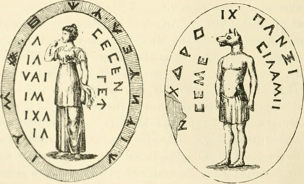 An illustration from Archaic England, an essay in deciphering prehistory from megalithic monuments, earthworks, customs, coins, placenames, and faeric superstitions, 1919, leaf 123