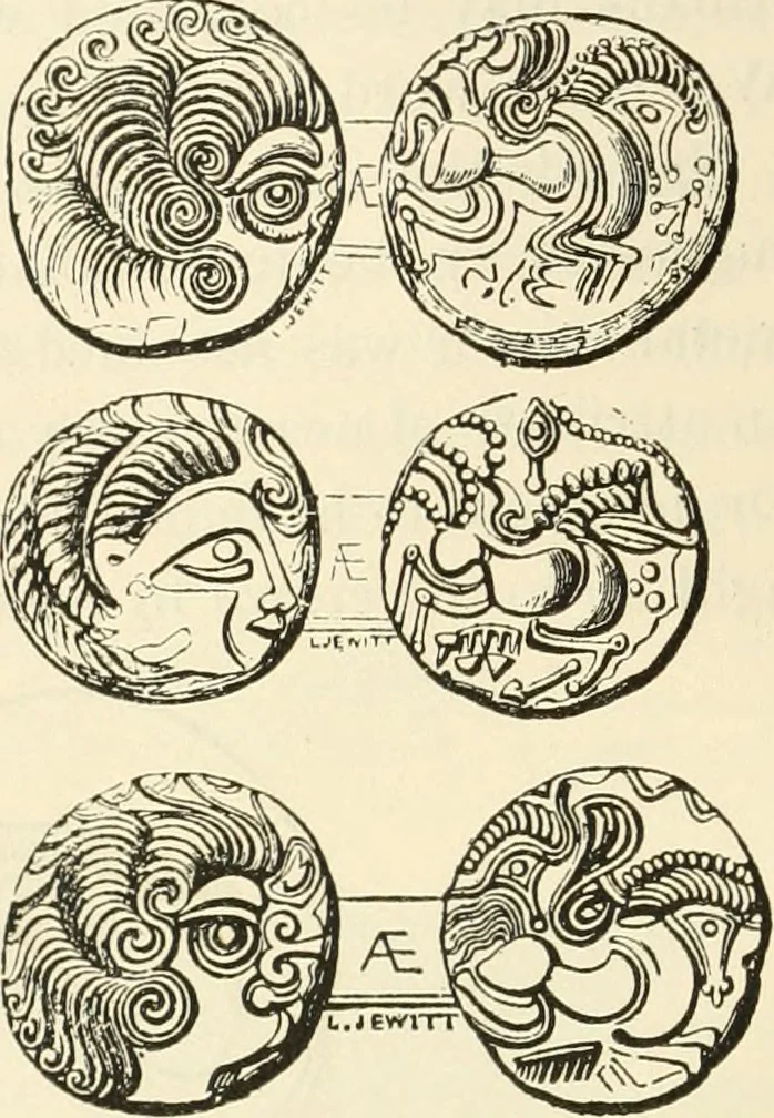 An illustration from Archaic England, an essay in deciphering prehistory from megalithic monuments, earthworks, customs, coins, placenames, and faeric superstitions, 1919, leaf 263