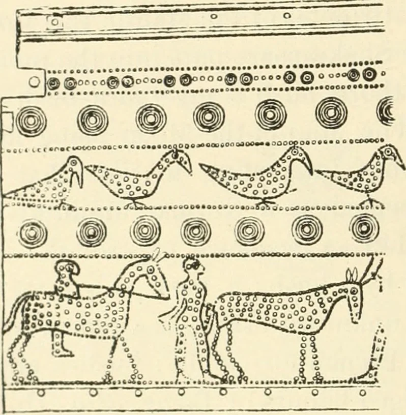 An illustration from Archaic England, an essay in deciphering prehistory from megalithic monuments, earthworks, customs, coins, placenames, and faeric superstitions, 1919, leaf 305