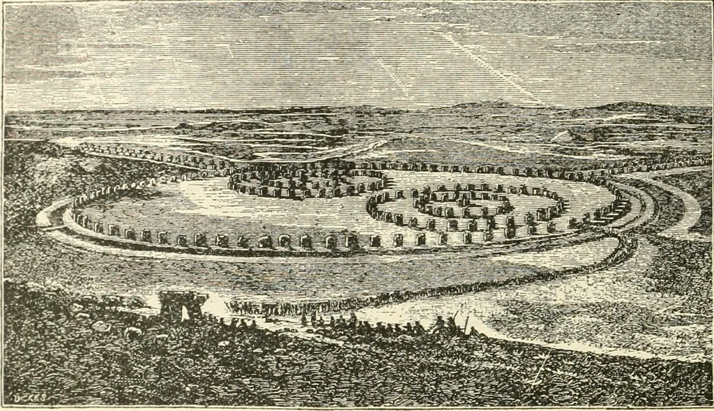 An illustration from Archaic England, an essay in deciphering prehistory from megalithic monuments, earthworks, customs, coins, placenames, and faeric superstitions, 1919, leaf 347