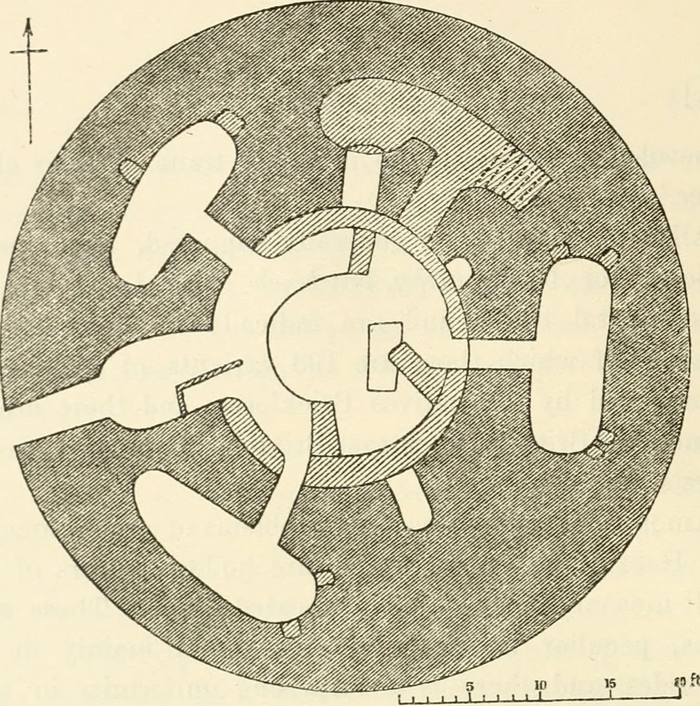 An illustration from Archaic England, an essay in deciphering prehistory from megalithic monuments, earthworks, customs, coins, placenames, and faeric superstitions, 1919, leaf 355