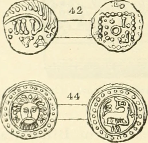 An illustration from Archaic England, an essay in deciphering prehistory from megalithic monuments, earthworks, customs, coins, placenames, and faeric superstitions, 1919, leaf 375