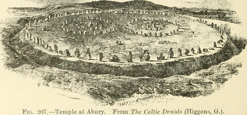 An illustration from Archaic England, an essay in deciphering prehistory from megalithic monuments, earthworks, customs, coins, placenames, and faeric superstitions, 1919, leaf 379