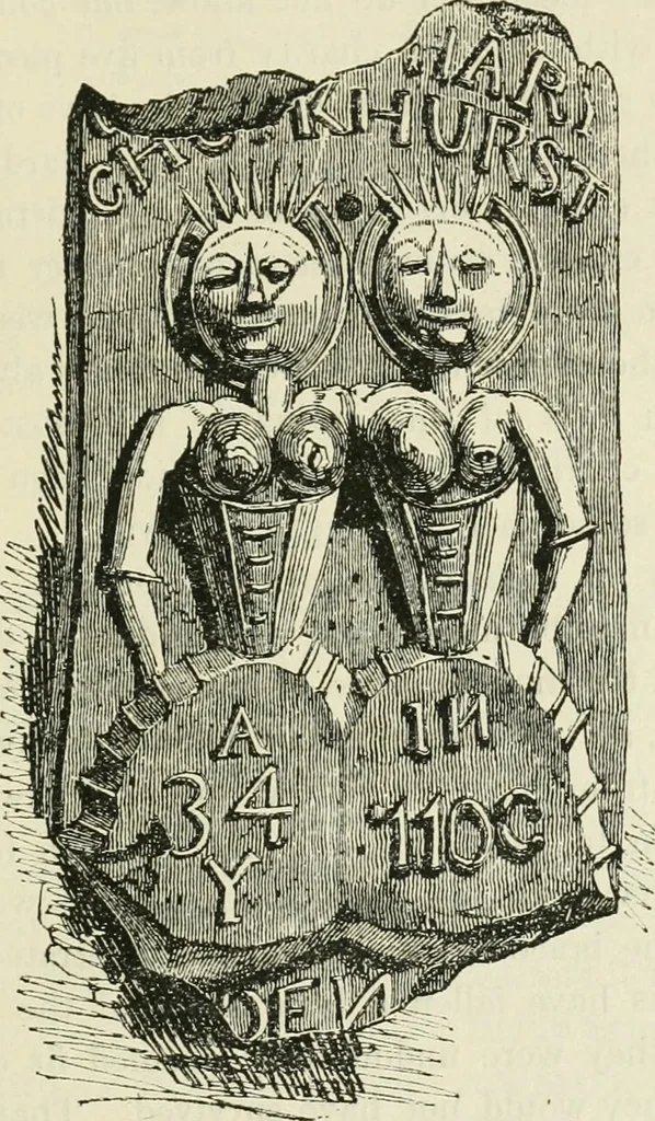 An illustration from Archaic England, an essay in deciphering prehistory from megalithic monuments, earthworks, customs, coins, placenames, and faeric superstitions, 1919, leaf 382
