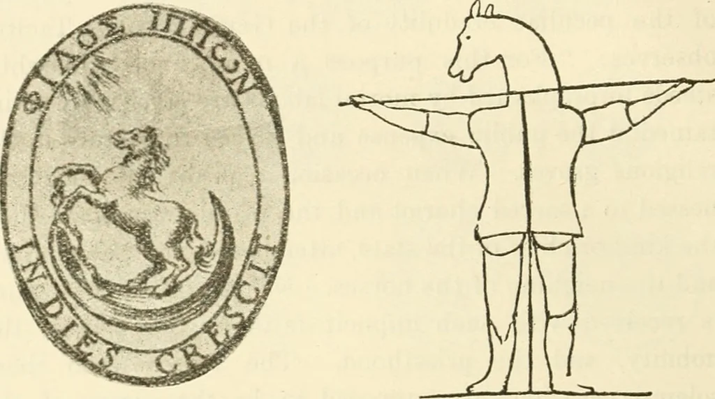 An illustration from Archaic England, an essay in deciphering prehistory from megalithic monuments, earthworks, customs, coins, placenames, and faeric superstitions, 1919, leaf 403