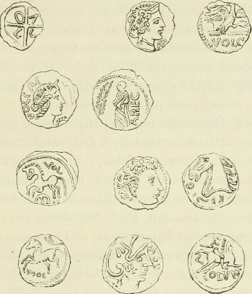 An illustration from Archaic England, an essay in deciphering prehistory from megalithic monuments, earthworks, customs, coins, placenames, and faeric superstitions, 1919, leaf 434