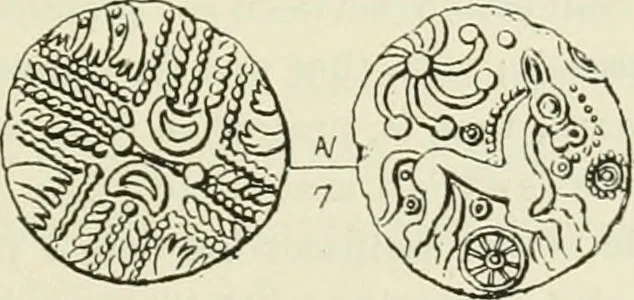 An illustration from Archaic England, an essay in deciphering prehistory from megalithic monuments, earthworks, customs, coins, placenames, and faeric superstitions, 1919, leaf 504
