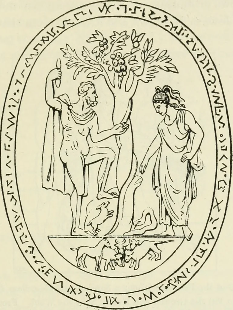 An illustration from Archaic England, an essay in deciphering prehistory from megalithic monuments, earthworks, customs, coins, placenames, and faeric superstitions, 1919, leaf 514