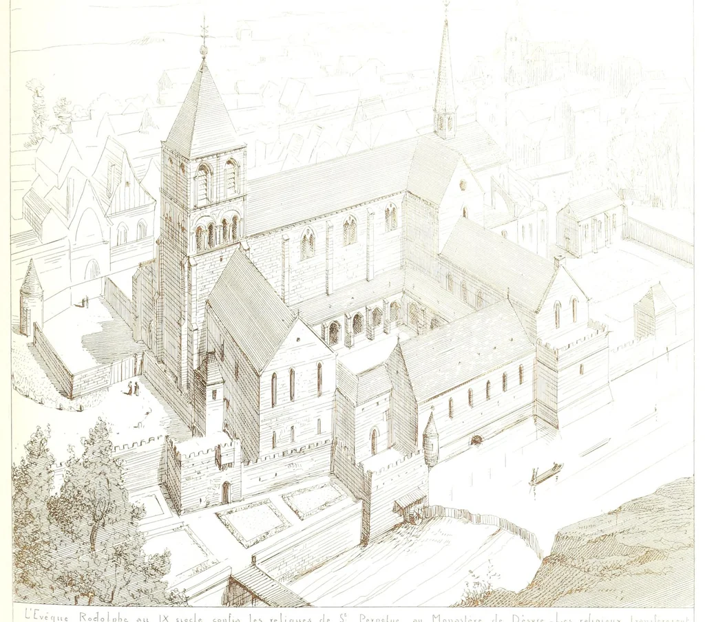 An illustration from Archéologie chrétienne. Les saints de la messe et leurs monuments, 1893, leaf 439