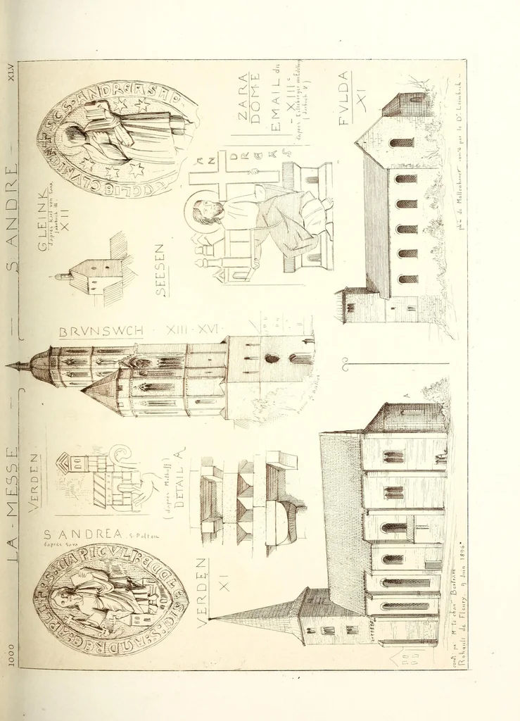 An illustration from Archéologie chrétienne. Les saints de la messe et leurs monuments, 1893, leaf 213