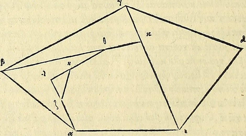 An illustration from Archimedes ta mechri nyn sozomena hapanta. Archimedis Syracusani philosophi ac geometrae excellentissimi opera, quae quidem extant, omnia, multis iam seculis desiderata, atque a quam paucissimis hactenus visa, nuncque primum et Graece et Latine in lucem edita ... Adiecta quoq; sunt Eutocii Ascalonitae in eosdem Archimedis libros commentaria, item Graece et Latine, nunquam antea excusa, 1544, leaf 329
