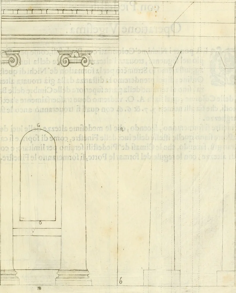 An illustration from Archisesto per formar con facilità li cinque ordini d'architettura : con altri particolari intorno la medesima professione, 1627, leaf 52