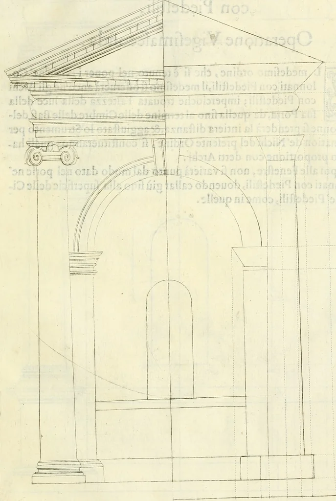 An illustration from Archisesto per formar con facilità li cinque ordini d'architettura : con altri particolari intorno la medesima professione, 1627, leaf 56