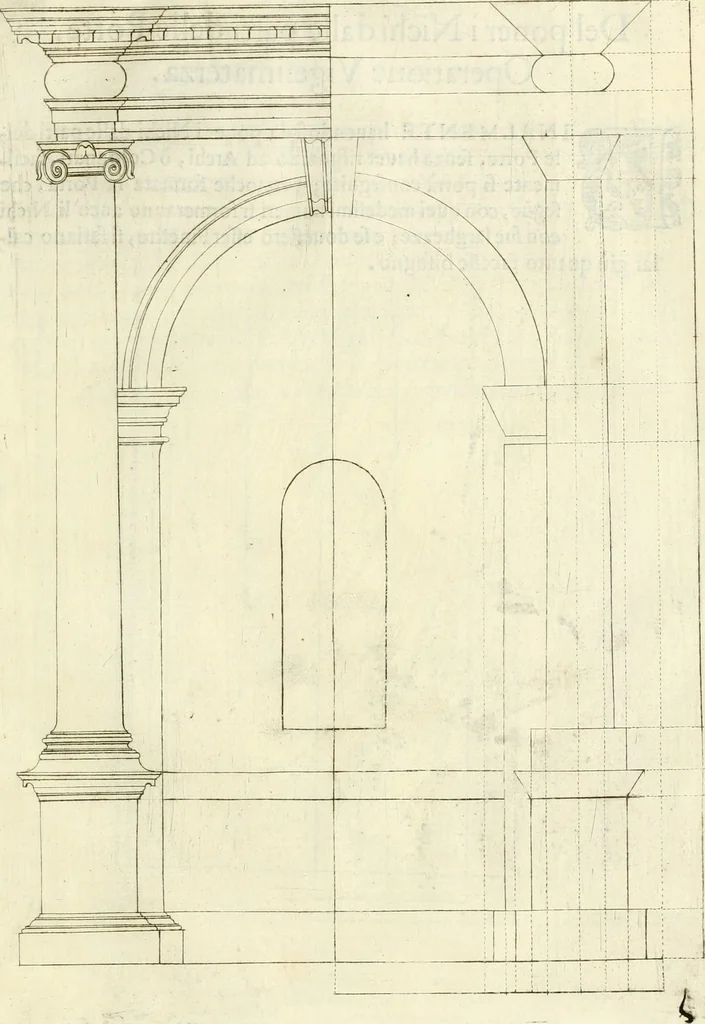 An illustration from Archisesto per formar con facilità li cinque ordini d'architettura : con altri particolari intorno la medesima professione, 1627, leaf 58