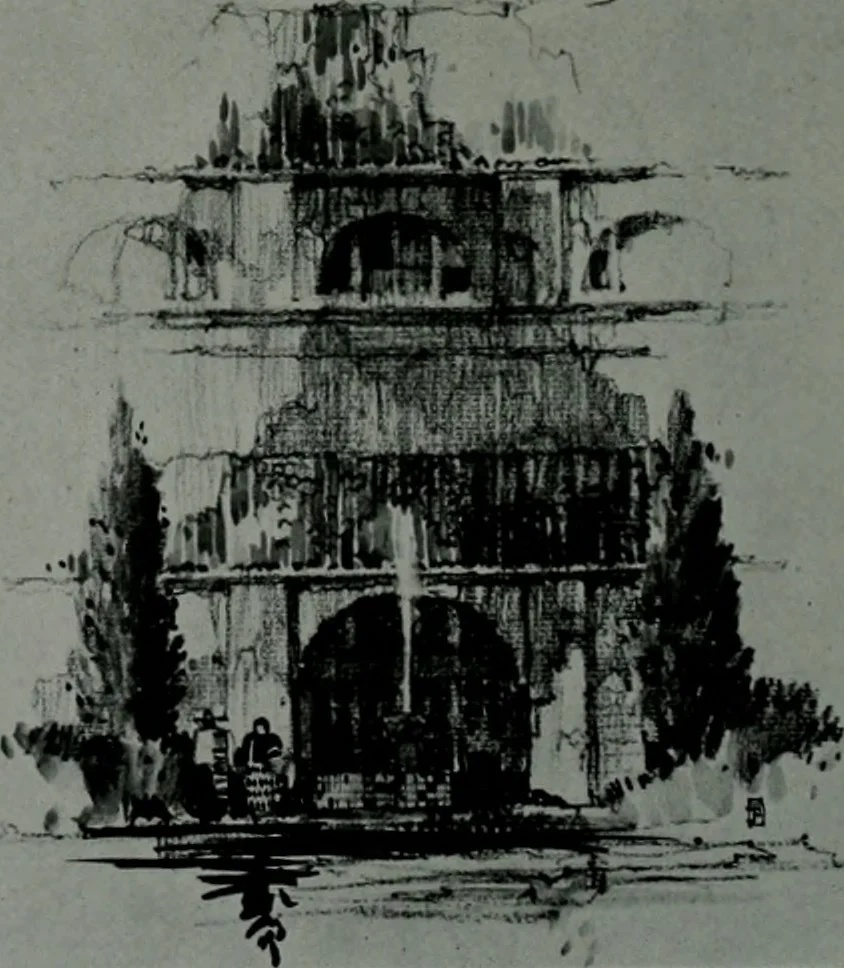 An illustration from Architect and engineer, 1905, leaf 93