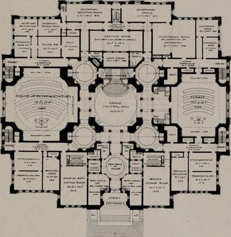 An illustration from Architect and engineer, 1905, leaf 104
