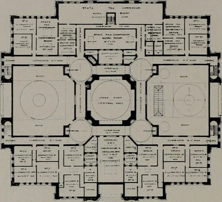 An illustration from Architect and engineer, 1905, leaf 105
