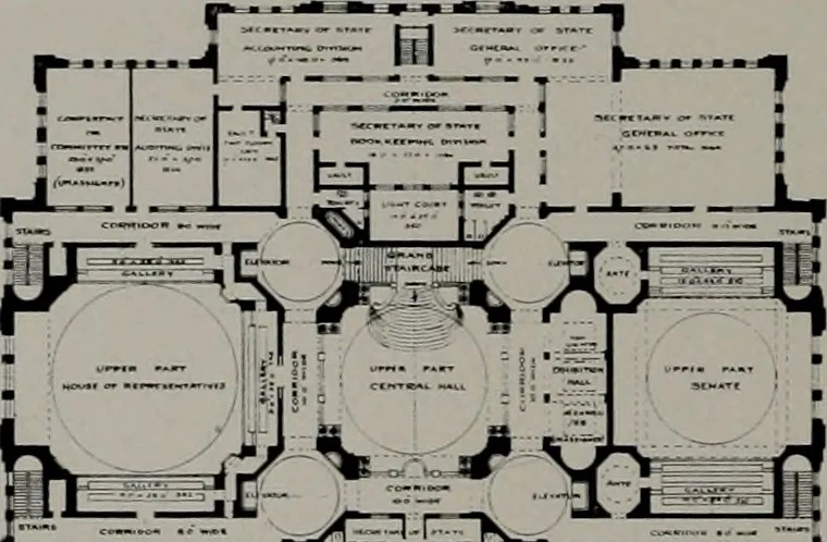 An illustration from Architect and engineer, 1905, leaf 105